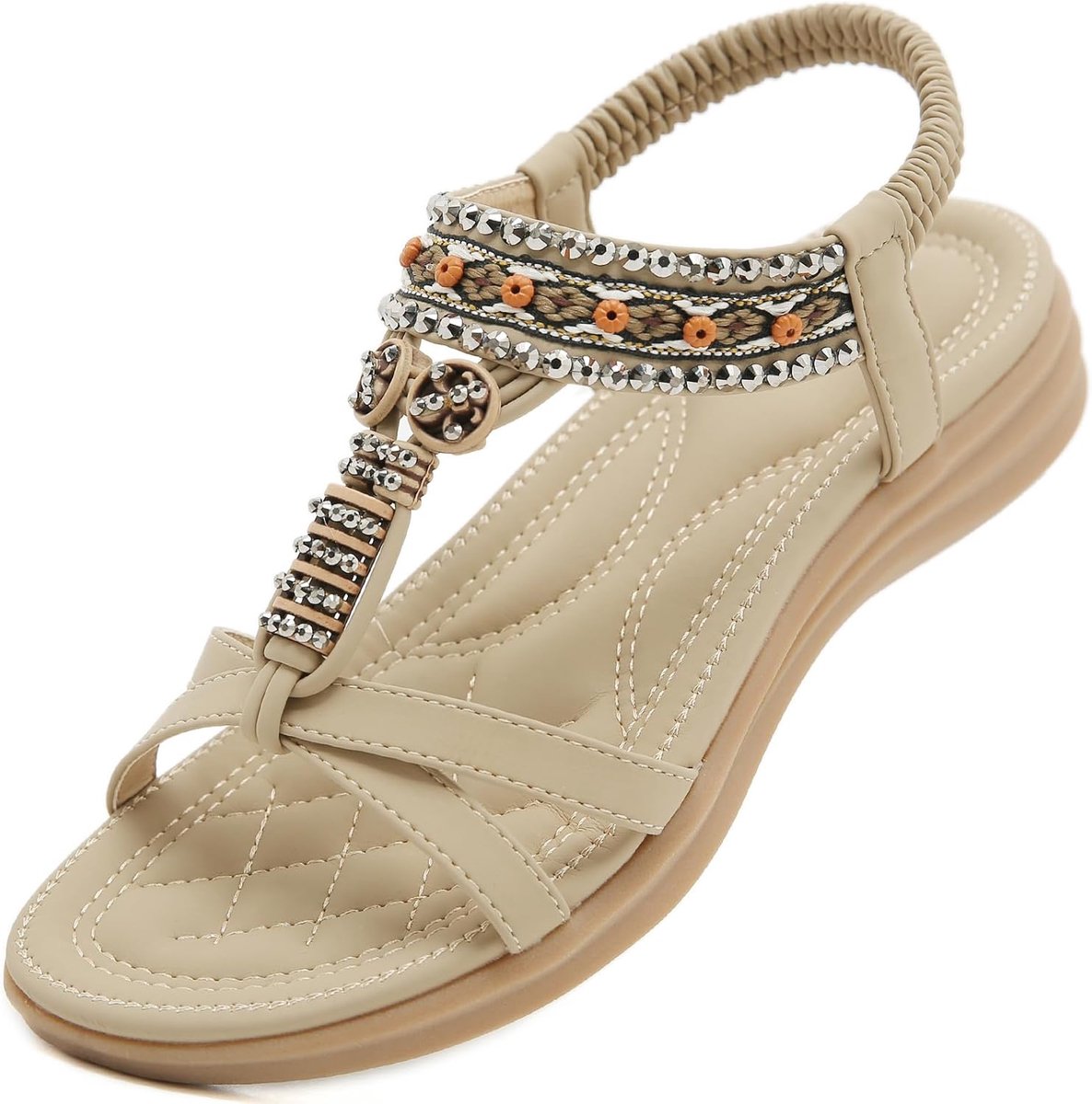 Platte Sandalen Dames Zomer Damessandalen Boheemse Strand 35-44 EU | Modieus Teenslippers,Orthopedic Sandals,Plat Schoenen Vrouwen,Comfortabele,met Zacht Voetbed