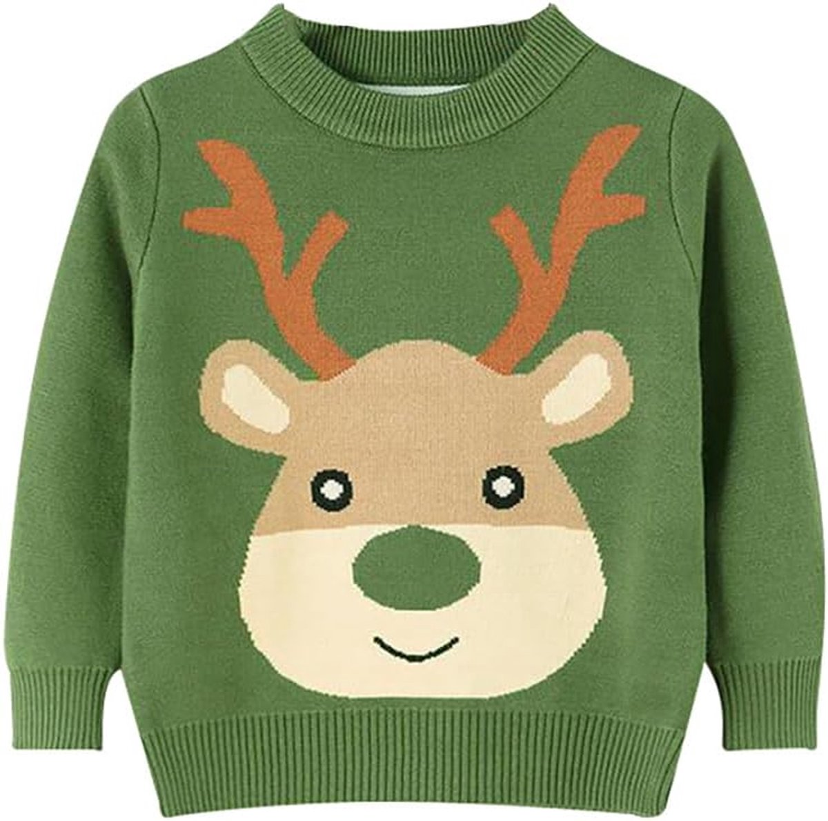Pullover voor meisjes, jongens, nieuw, kinderen, Kerstmis, rendier, sneeuwvlok, novelty gebreid, voor kinderen, Groen, 3-4 Jaren
