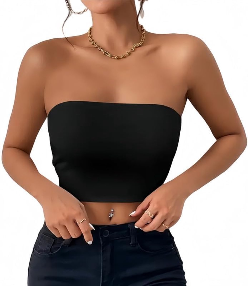 Top voor Vrouwen Zomer Strapless Crop Tops Sexy Mouwloze Bandeau Vest Topjes Zonder Vulling Dames Basic Rekbaar Slank Passend Rugloze Y2K Top Casual Uitgaansoutfit