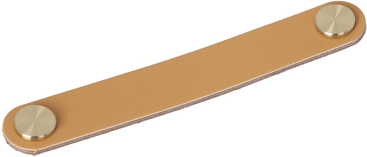 Meubelgreep leer Elena Kaki 168mm geborsteld goud