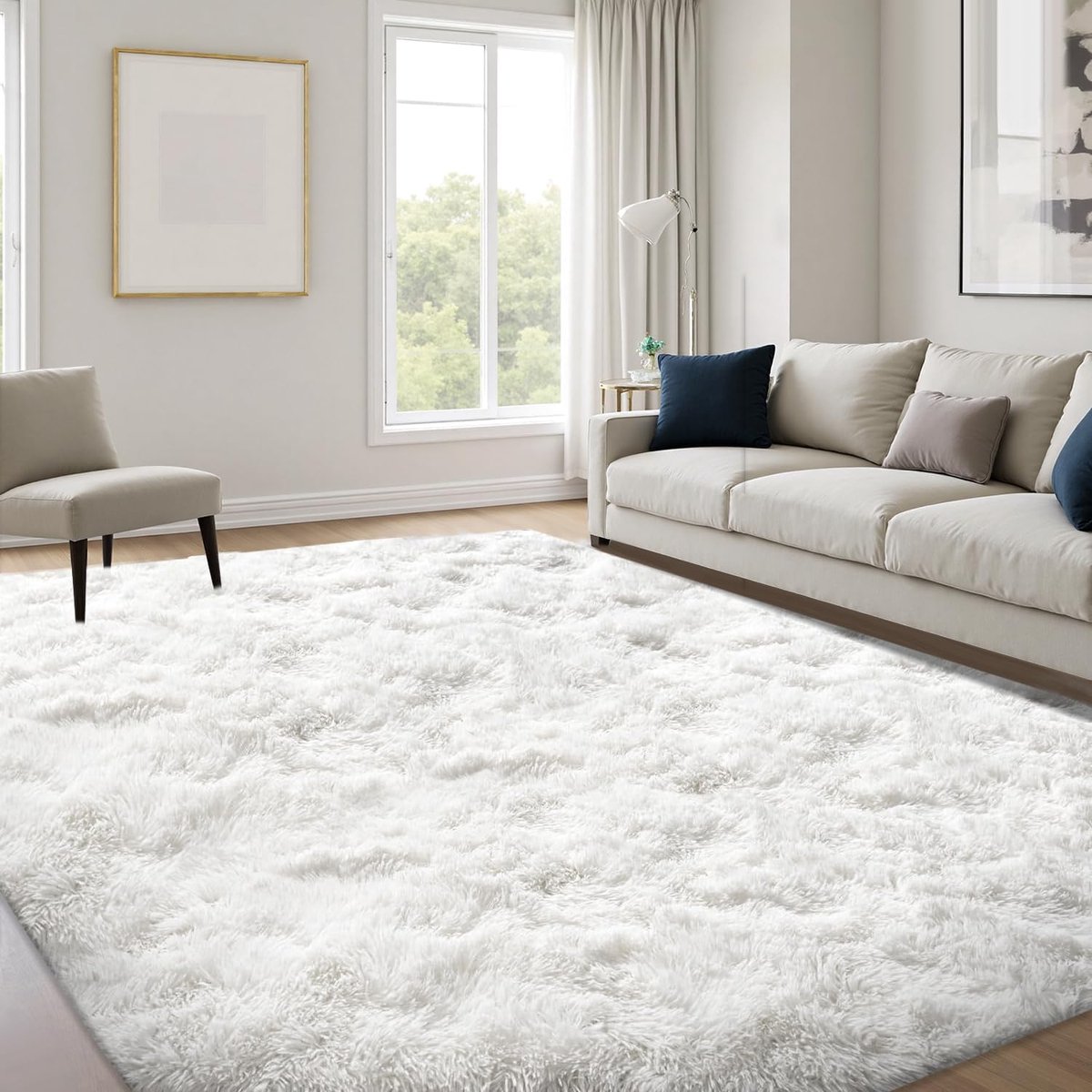 Woonkamer Tapijt, Zacht en Wasbaar, Antislip, Modern Tapijt voor Slaapkamer, Kantoor, Eetkamer, Kinderkamer en Speelkamer, 120x170 cm, Crème