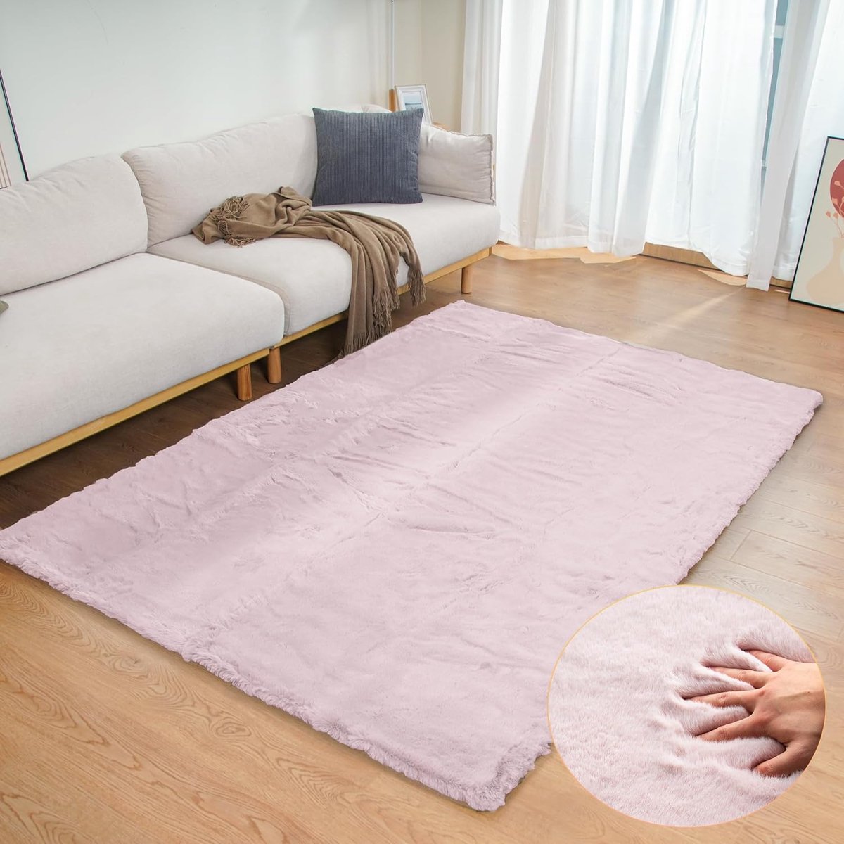 Tapijt 120 x 180 cm roze Imitatie Konijnenbont Tapijt Zacht Pluizig Vloerkleed voor Slaapkamer