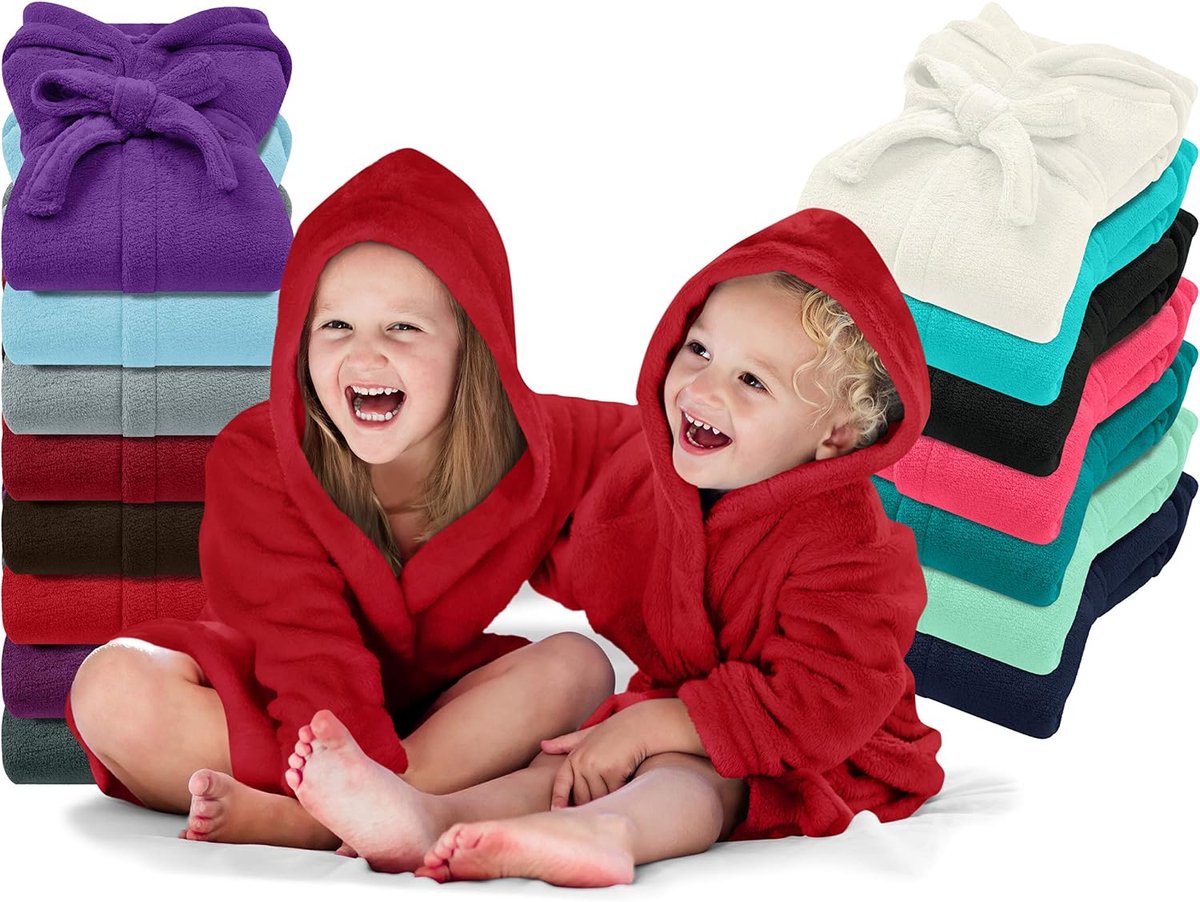s Check kinderbadjas - knuffelfleece voor jongens en meisjes 1522.2202