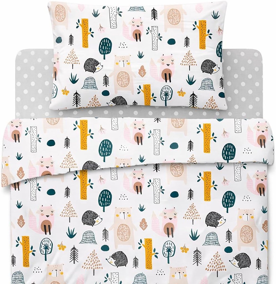 80x160 cm + Dekbedovertrek 120x170 + Kussensloop 40x60 cm - 3-Delige Set (bosdieren, bed 80 x 160 cm, set 3-delig)