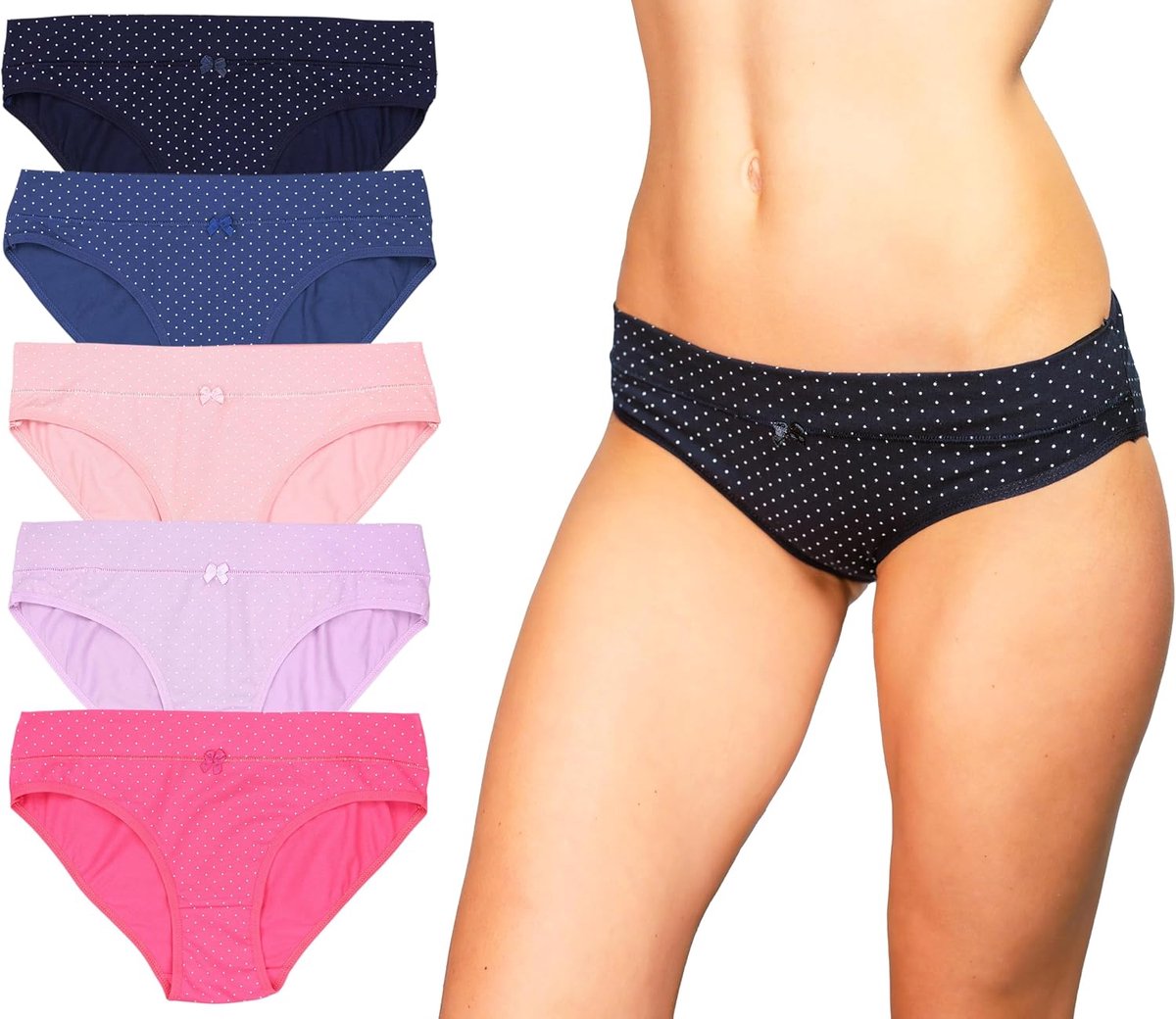 Slips 5-Pack | dames onderbroek ondergoed katoen hoge taille panty kant grote maten