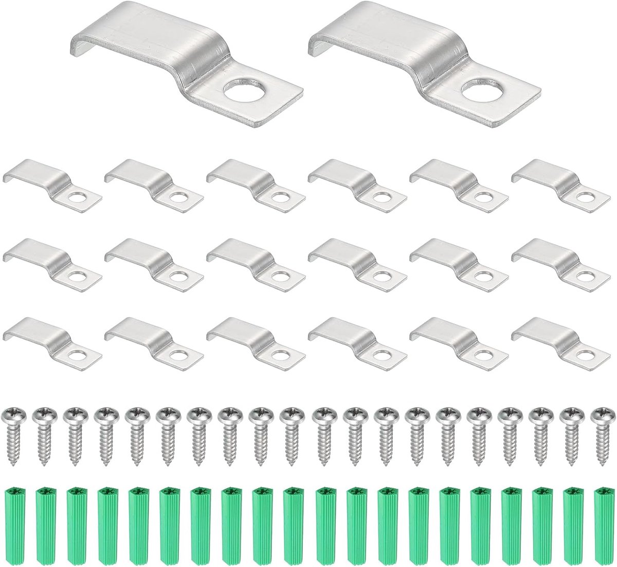 20 stuks stijve pijpband geschikt voor 4 x 16 mm strip/kabel, roestvrij staal U-vorm kabelklem met 1 gat voor buis, draad, koord, pijp bevestiging