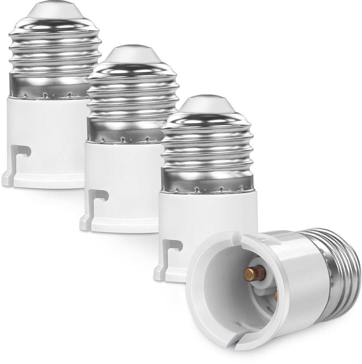 E27 naar B22 lampvoet adapter, gloeilamp-adapterconverter, schroef- naar bajonetsokkel-adapterconverter, ES- naar BC-fitting converter voor ledlampen, gloeilampen, CFL-lampen, 4 stuks
