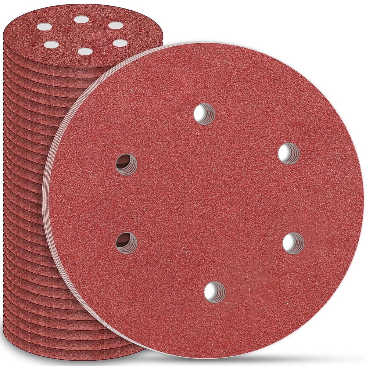 30 Stuks 225mm Schuurschijf, 9 inch Schuurpapier Rond 6 Gaten Schuurschijven P80 Korrel Klittenband Schuurpads voor Wand- en Plafondschuurmachines | Voor droogbouwschuurmachine, excentrische schuurmachine, schuurgiraffen