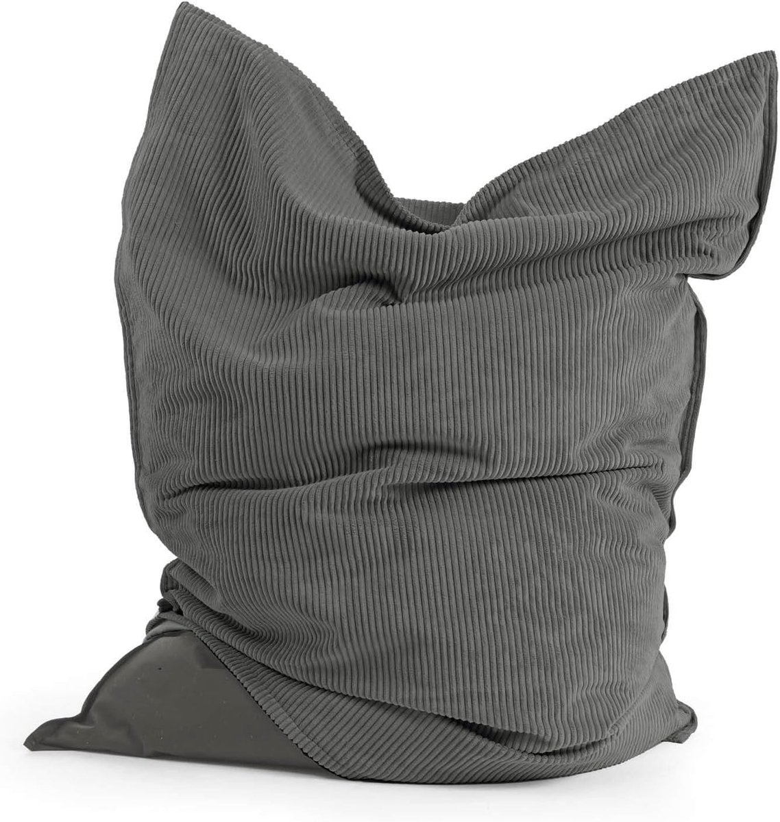Mokebo Zitzak XXL met Cord Overtrek 'Der Große' (130x170 cm) Made in Germany, Indoor Bean Bag, Reuze-zitzak met vulling & overtrek voor kinderen & volwassenen, Zitkussen, Vloerkussen in Antraciet | Antraciet