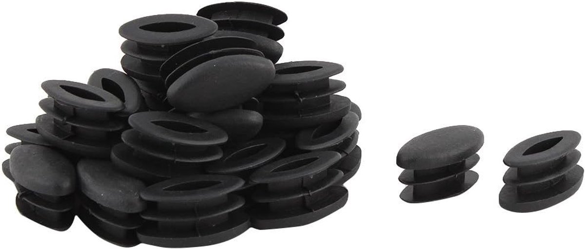 Plastic Meubilair Tafelstoel Ovaal Ontwerp Buis Invoegen Cap 15 x 30mm 30 PCS Zwart