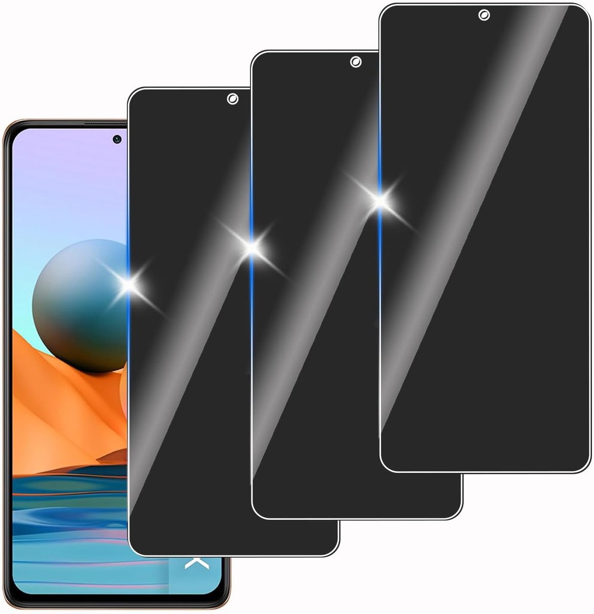 3 stuks anti-spion gehard glas voor Xiaomi Redmi Note 10 Pro, beschermglas voor scherm, bubbelvrij, hardheid 9H, eenvoudig te installeren, krasbestendig