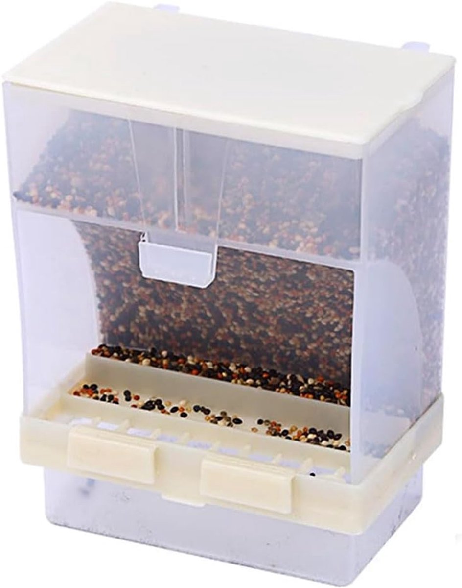 Voederdispenser voor vogels, parkieten, valkparkieten, zaden, haken