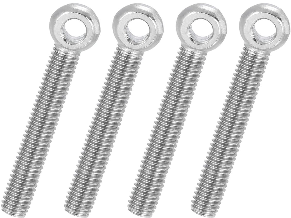 4 stuks draaibare oogschroeven met schouder, M8 x 65 mm, roestvrij staal 304, metrische schroefdraad, halve hengel, visoog, schuifboring, meeneemer, zilverkleurig, 4 stuks
