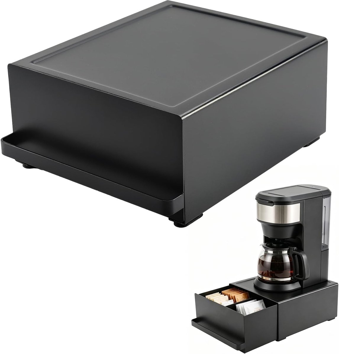 Bureaulade voor koffie met magneetvak, 27,5 x 22,2 x 11,6 cm, organizer voor koffiecapsules en theezakjes