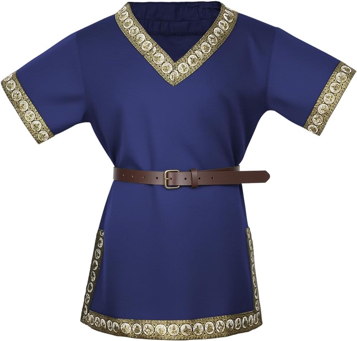 Tuniek, jongens renaissance piraat mouwloze T-shirts met riem ridder tops voor carnaval, Halloween, school, geschiedenisdagen, renaissance, carnaval
