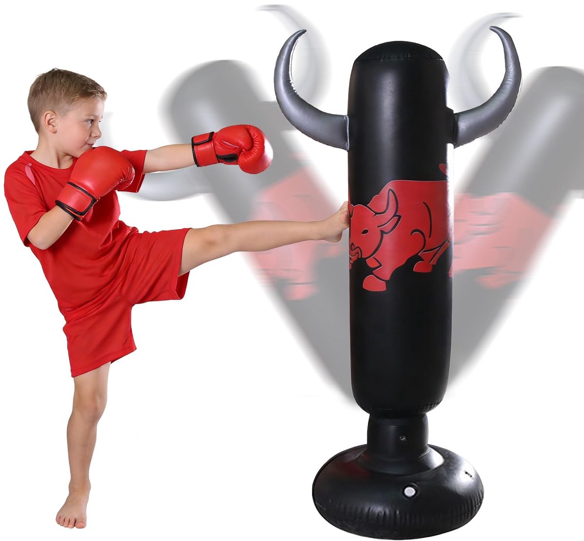 SolidKeus - Opblaasbare Bokszak voor Kinderen met Bokshandschoenen, 160 cm