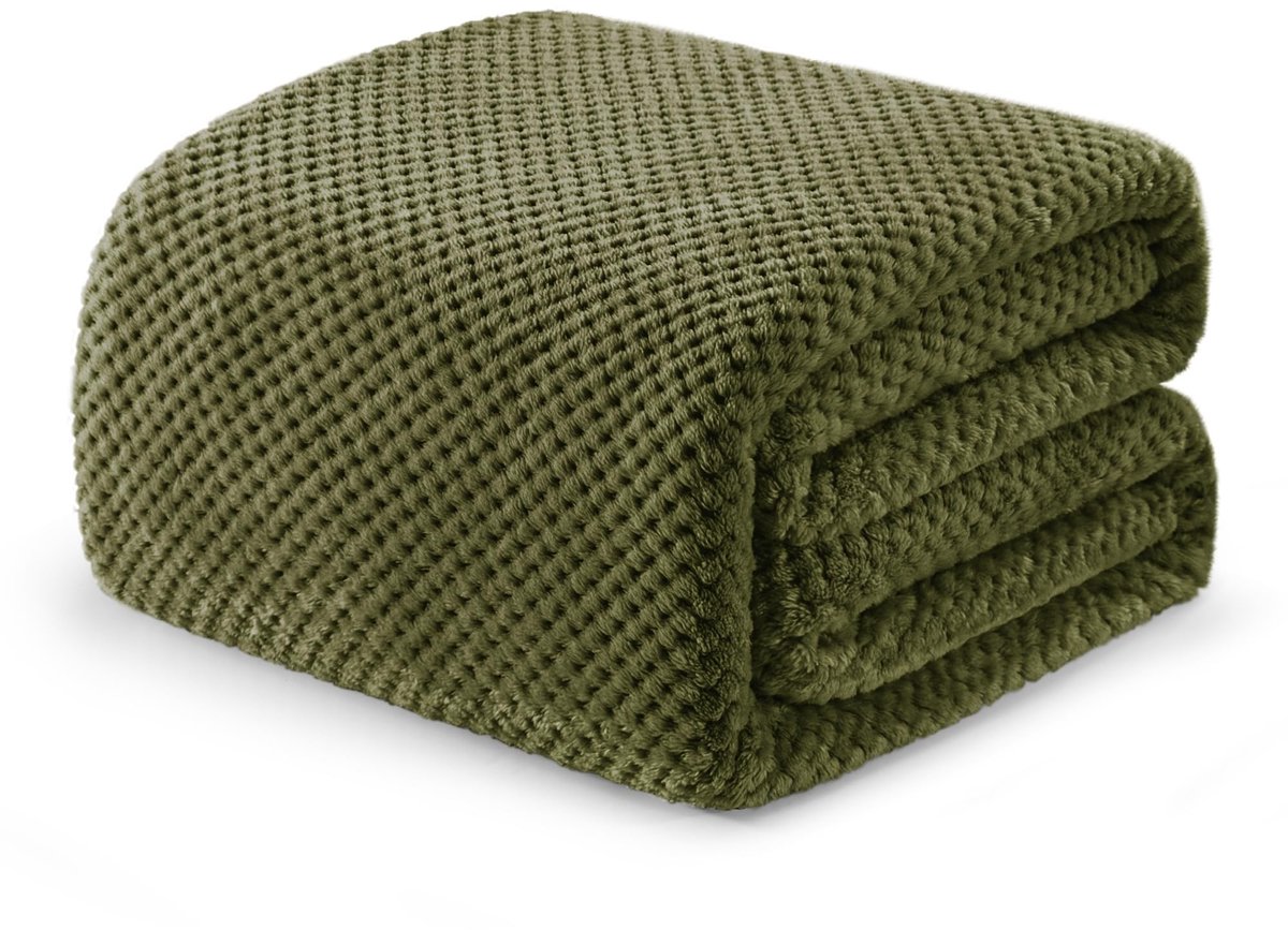 SolidKeus - Fluffy Fleece Dekentje 150 x 200 cm Olive Groen