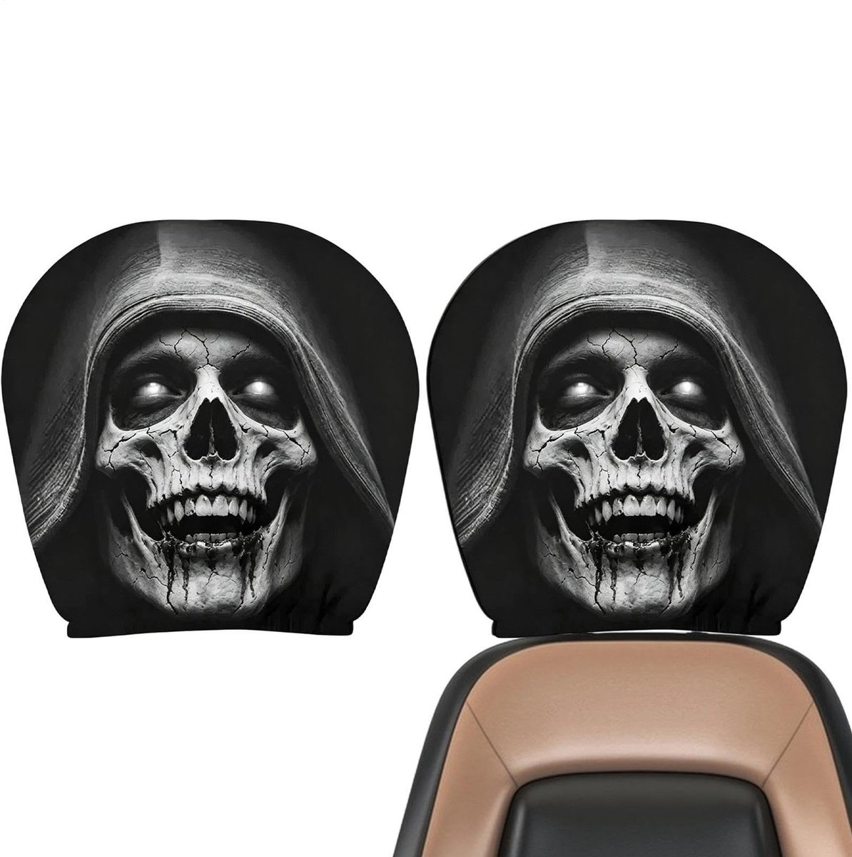 SolidKeus - Grappige Hoofdsteunhoezen voor Auto (Set van 2)