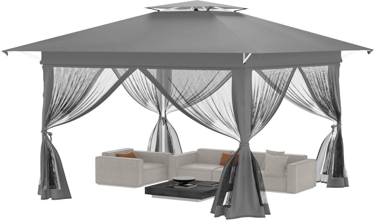 SolidKeus - Pop-up Paviljoen 4x4 Meter met Dubbel Dak