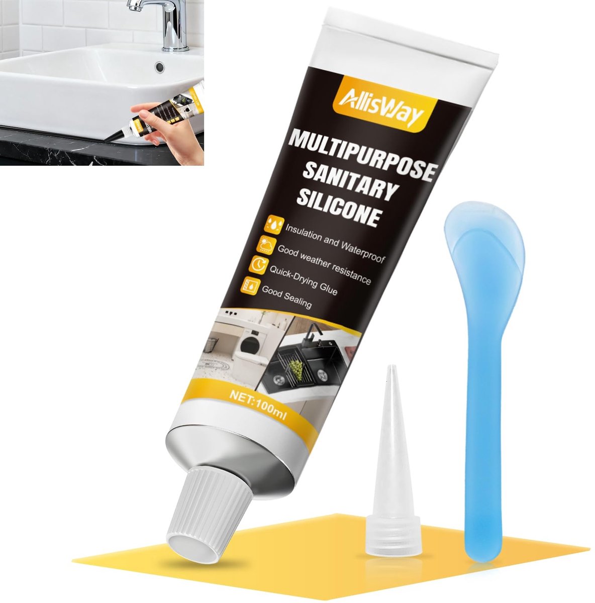 SolidKeus - Multifunctionele Zwarte Silicone Kit voor Badkamer en Keuken