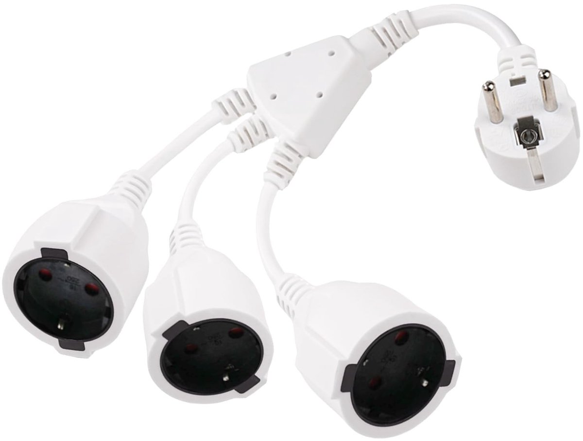 SolidKeus - 3-voudige Stekkeradapter met Flexibele Kabel, Wit