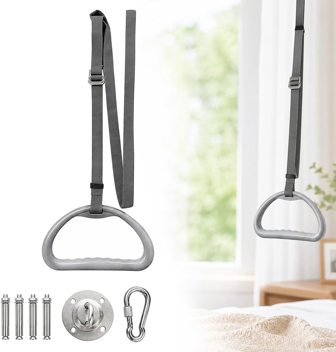 SolidKeus - Hefhulp voor Bed met Verstelbare Riem en Ergonomische Handgreep