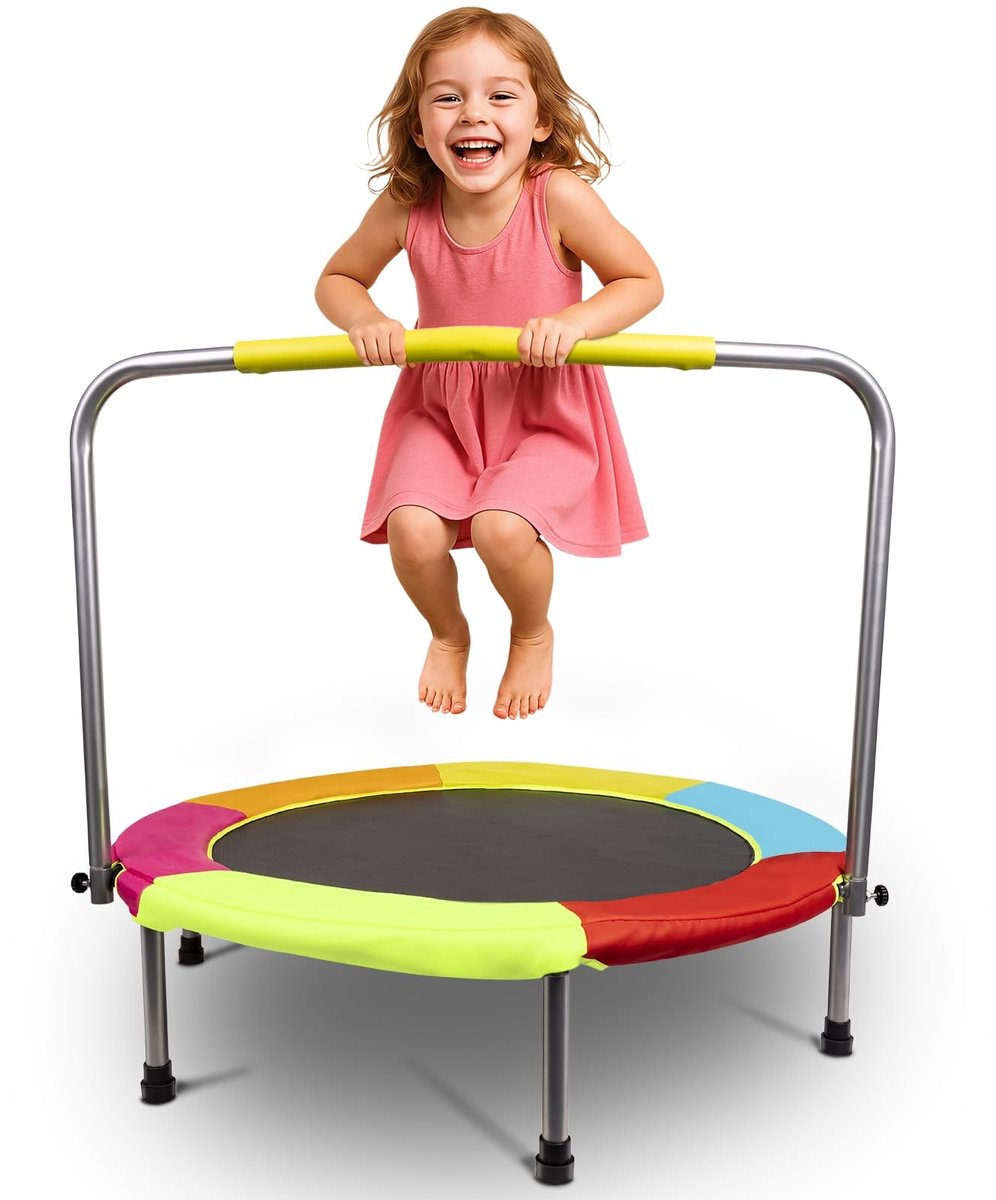 SolidKeus - 37 Inch Trampoline voor Peuters met Handvat en Maximaal Gewicht van 100kg