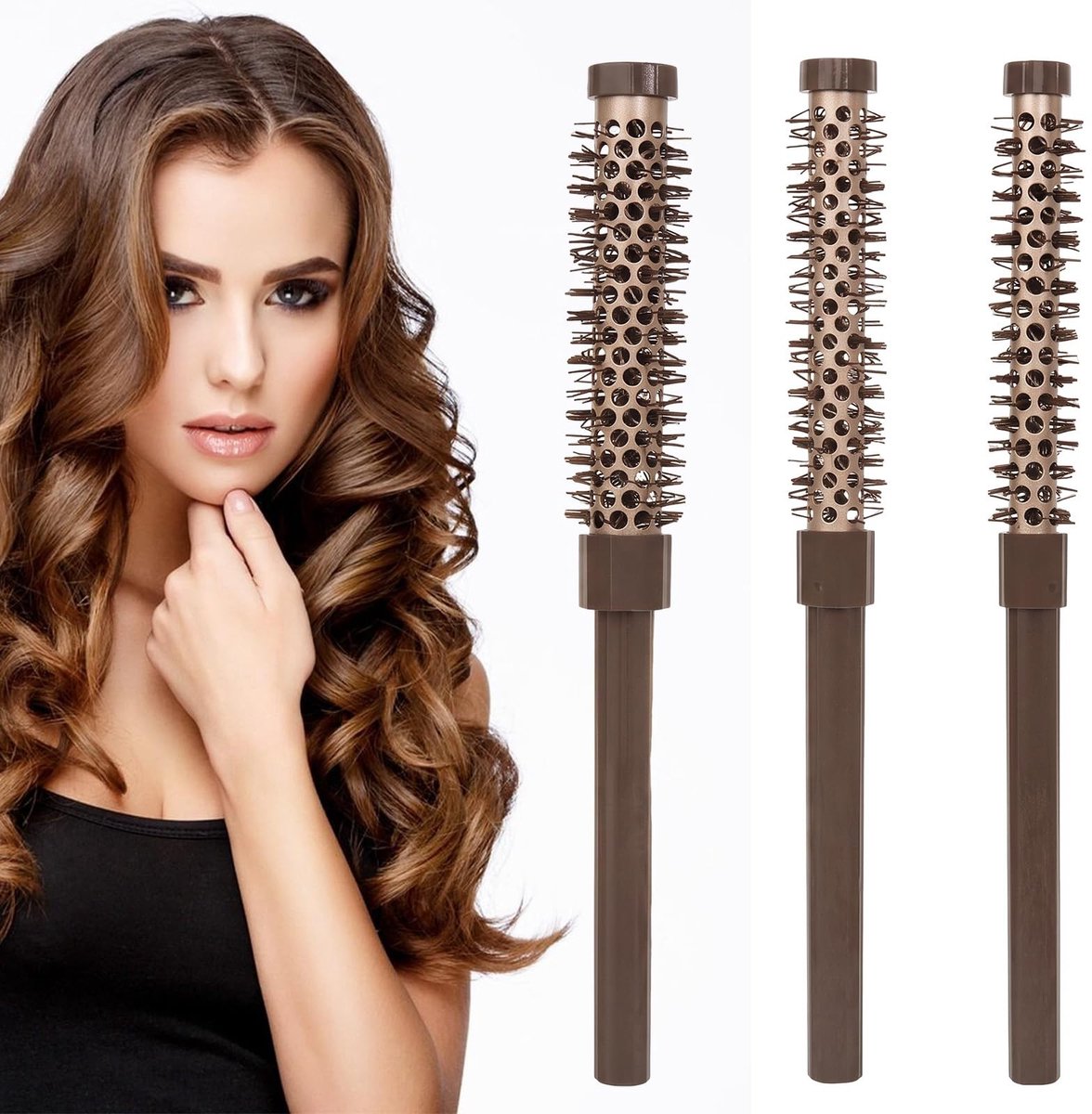 SolidKeus - Set van 3 Ronde Föhnborstels voor Volumineus Haar