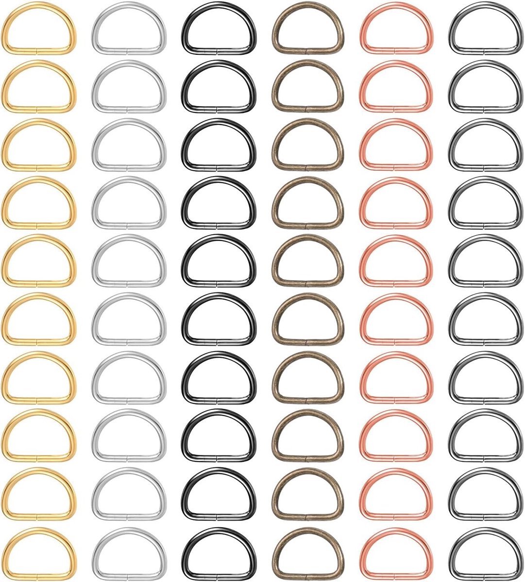 60 Stuks D Ringen - Metalen D Ring Buckles van 25 mm - Halve Ringen voor Rugzakken, Tassen en Handgemaakte Projecten
