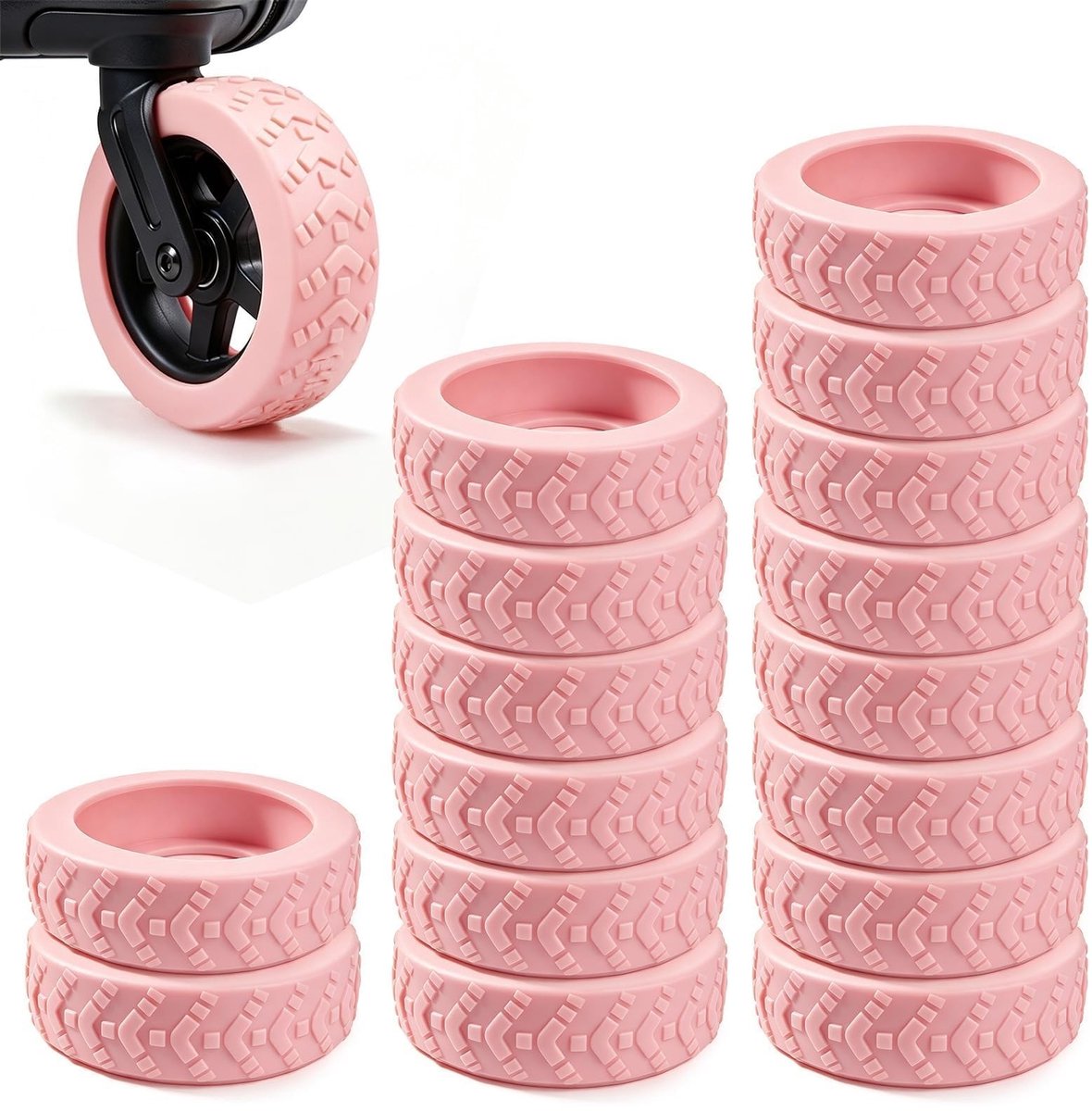 SolidKeus - Kofferwielbescherming 16 Stuks Antislip Rubber Roze