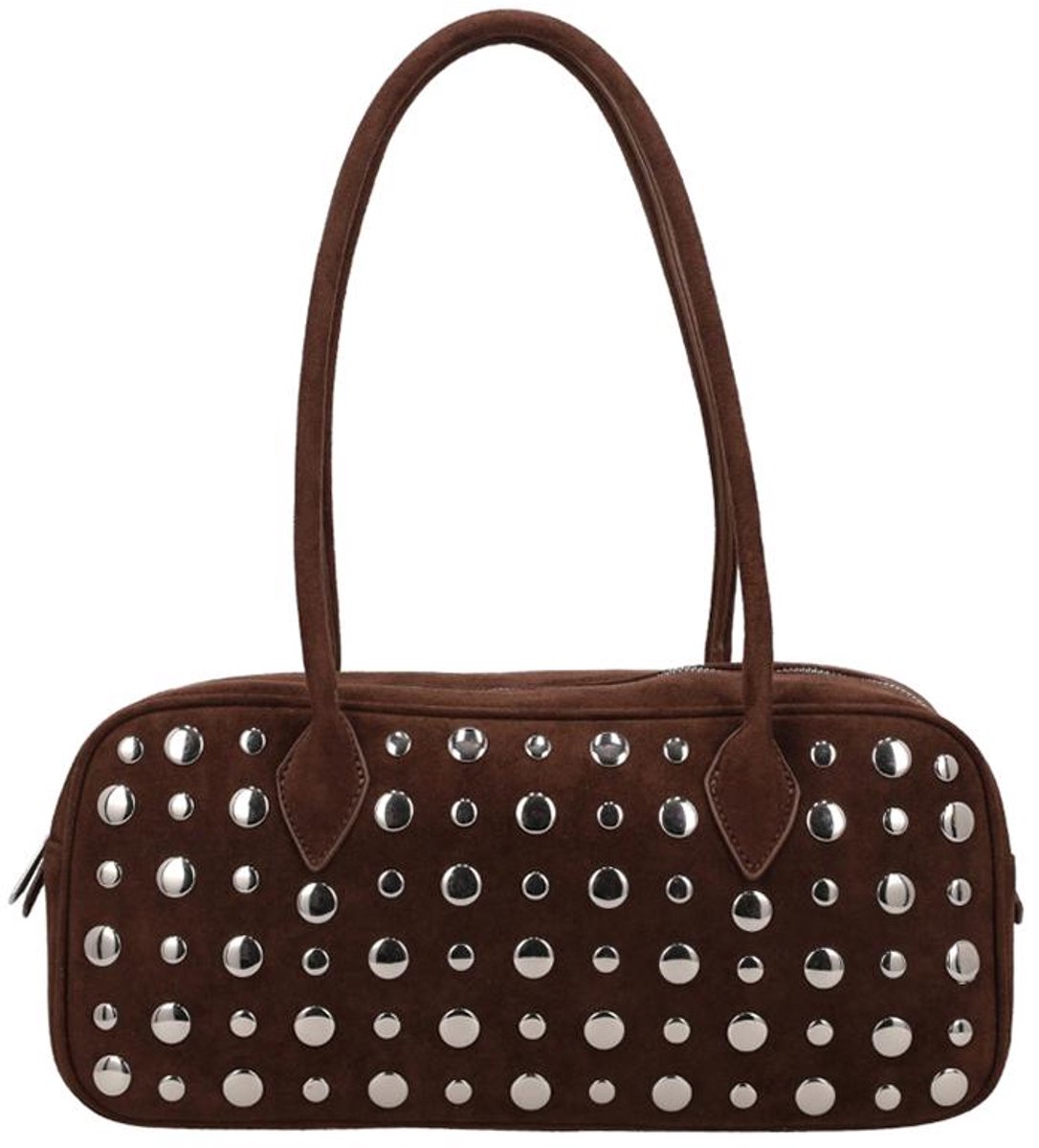 Flora & Co Bobbi Medium Schoudertas Dames - Imitatiesuede - Donker Bruin