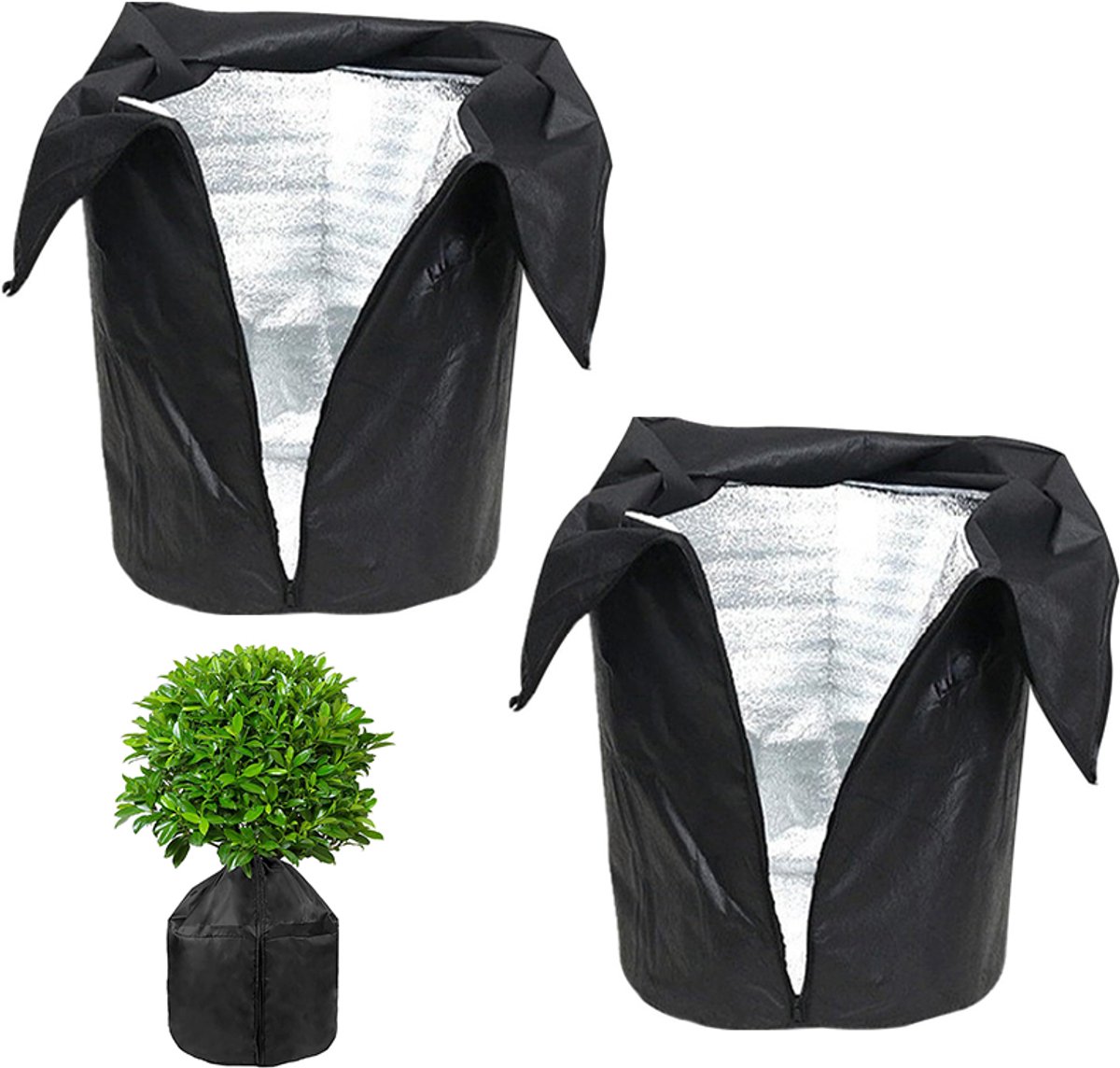 2-stuks Bloempothoes - Vorstbescherming voor potplanten - Beschermende hoes voor potplanten - Geïsoleerde bloempothoes - Geïsoleerde hoes - 45*70 cm - Herbruikbaar - Geschikt voor bloemen, struiken, potplanten, buitengebruik, enz. - Zwart