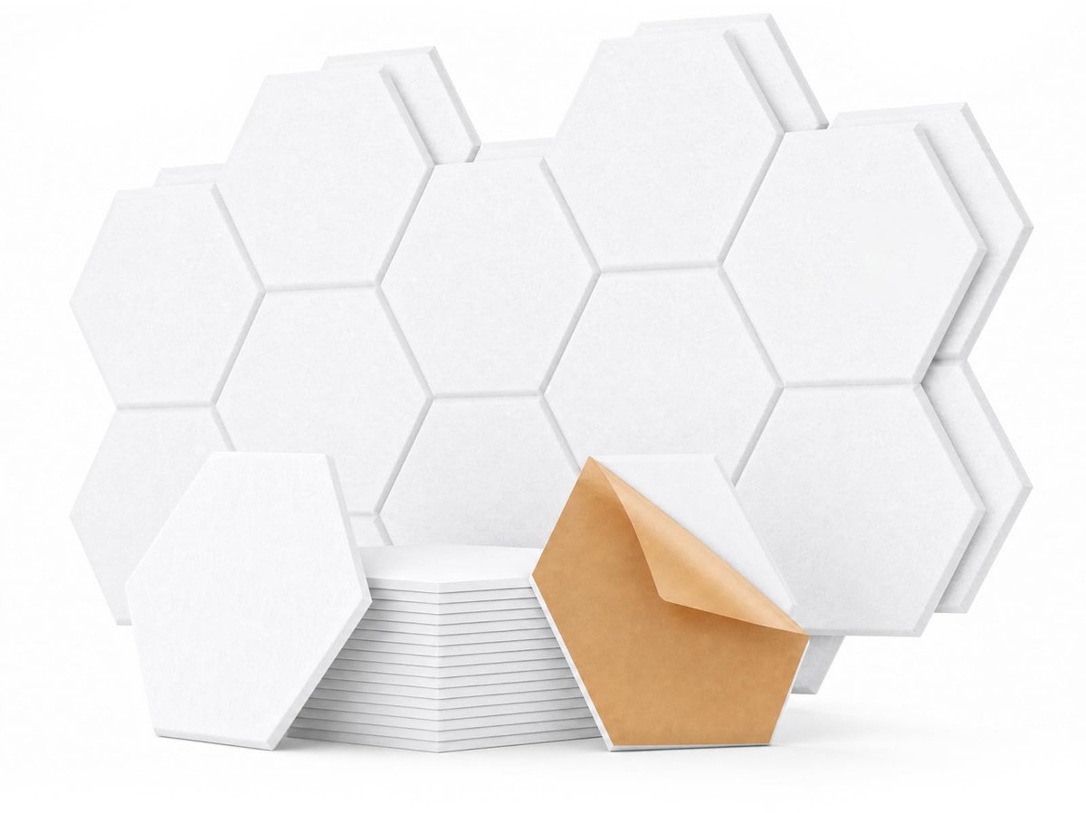 Omgoods - Witte Akoestische Panelen Zelfklevend 12 Stuks