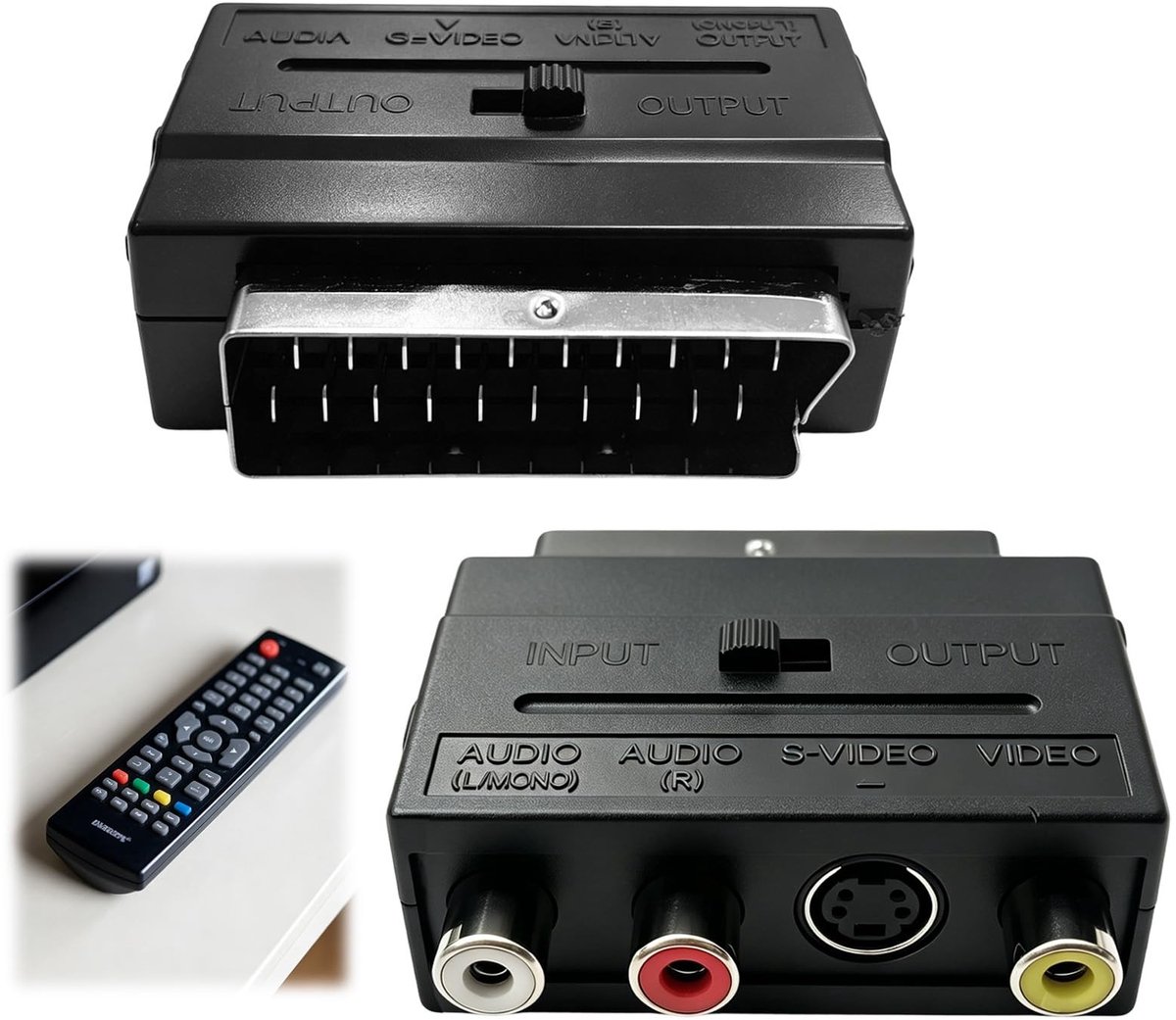 Omgoods - SCART-adapter naar 3 x RCA met S-Video voor AV-apparaten
