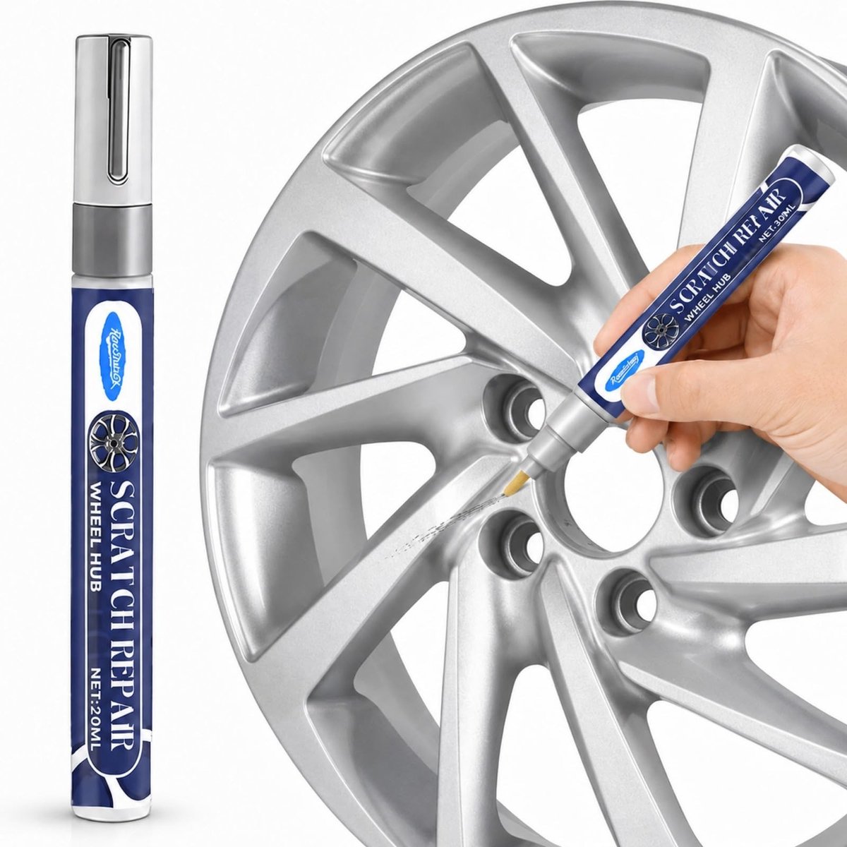 Omgoods - Autoretoucheerstift Metallic Zilver voor Auto's