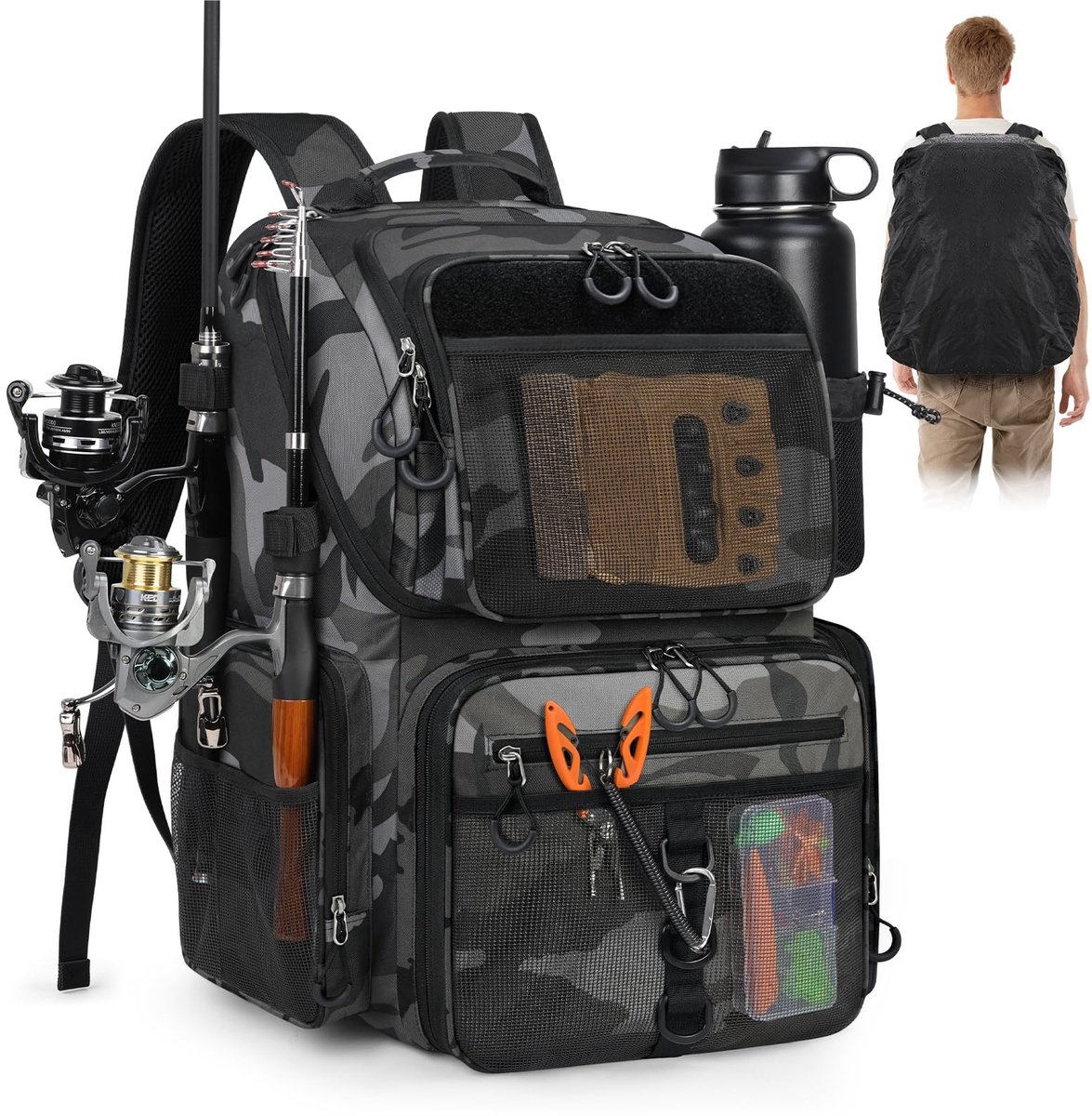 Omgoods - Vissersrugzak van 45 Liter met Camouflageprint en Koelvak