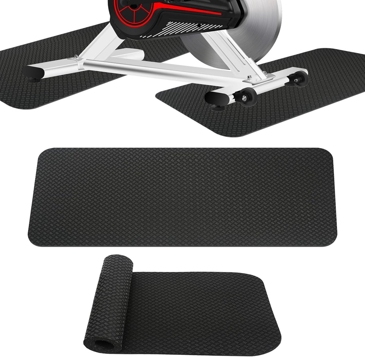 Set van 2 Vloerbeschermingsmatten voor Fitnessapparatuur, Antislip Onderlegger, 63.5 x 30 x 0.6 cm, Ideaal voor Thuisgym, Vloerbescherming en Stabiliteit
