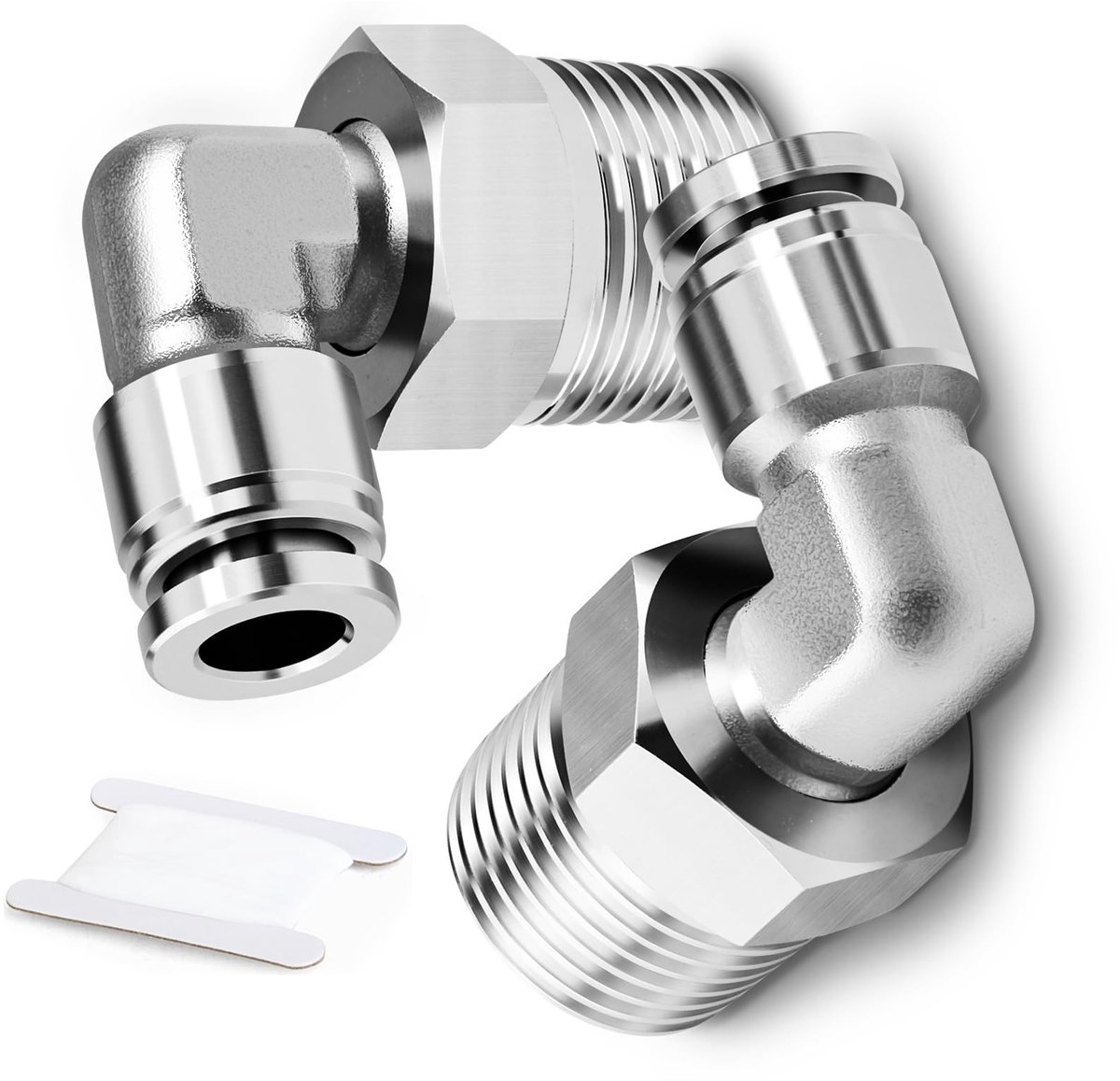 Omgoods - Pneumatische RVS Elleboogfitting met Mannelijke Draad 10mm
