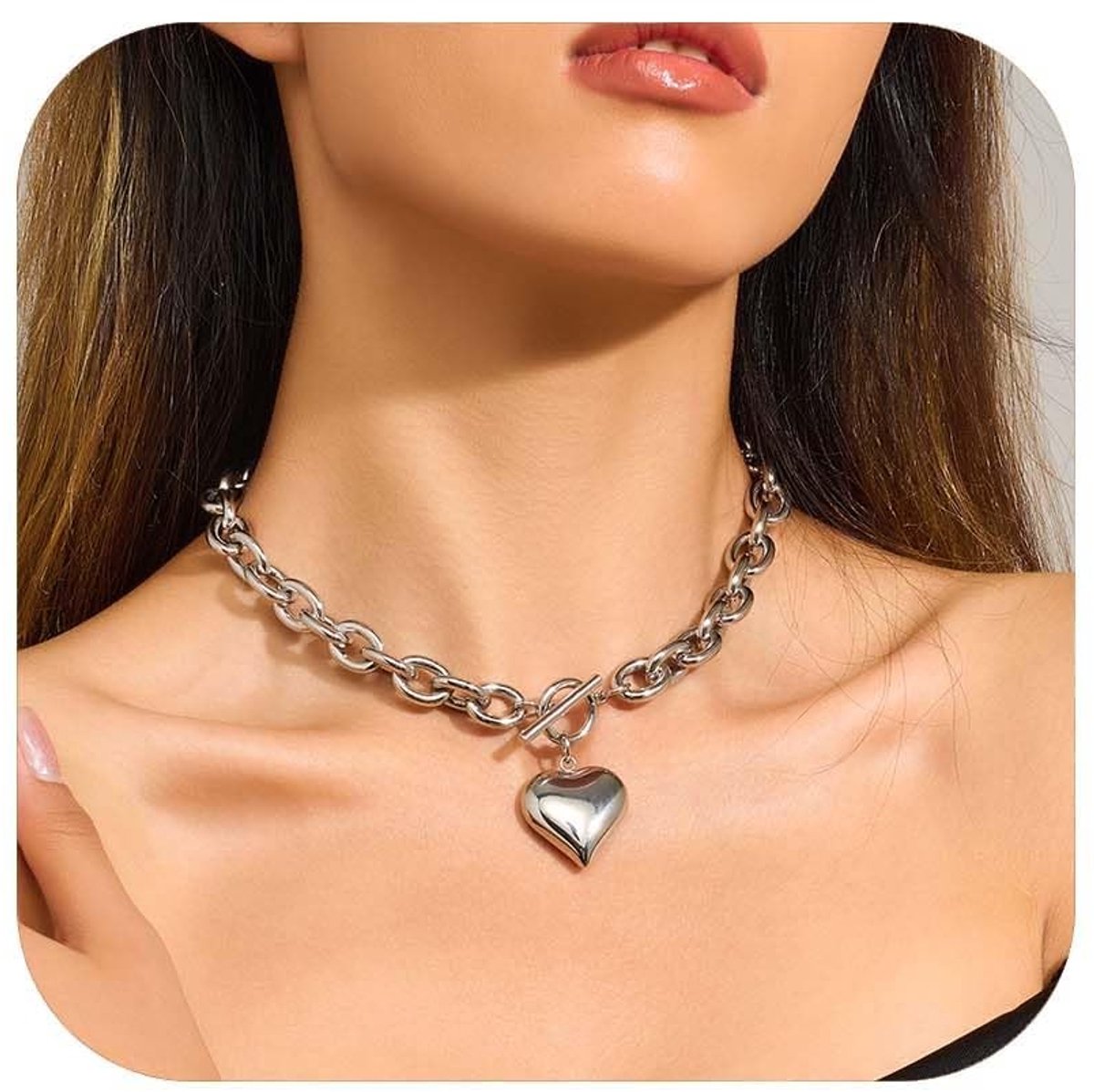 Omgoods - Elegante Hartvormige Chunky Ketting voor Dames