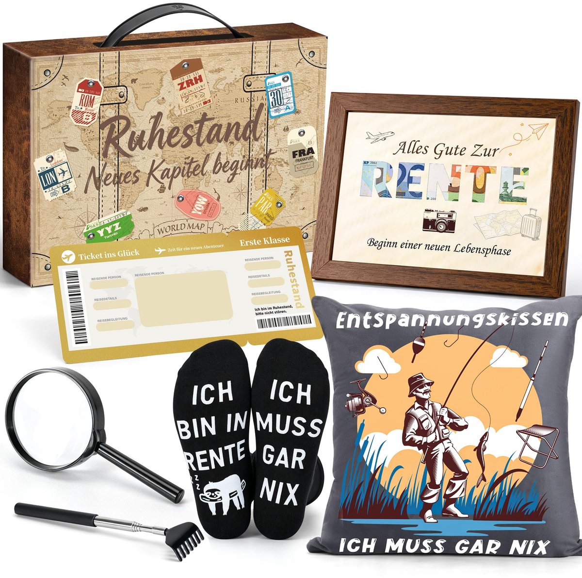 Omgoods - Grappig Pensioen Cadeau in Mini-Koffer met Voucher