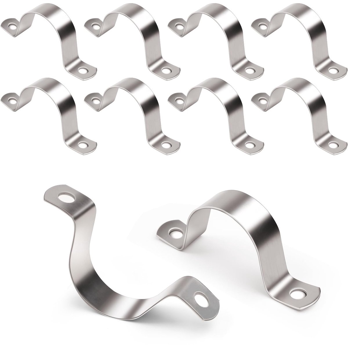 Omgoods - Set van 10 U-Pipe Klemmen van RVS 50 mm met Twee Gaten