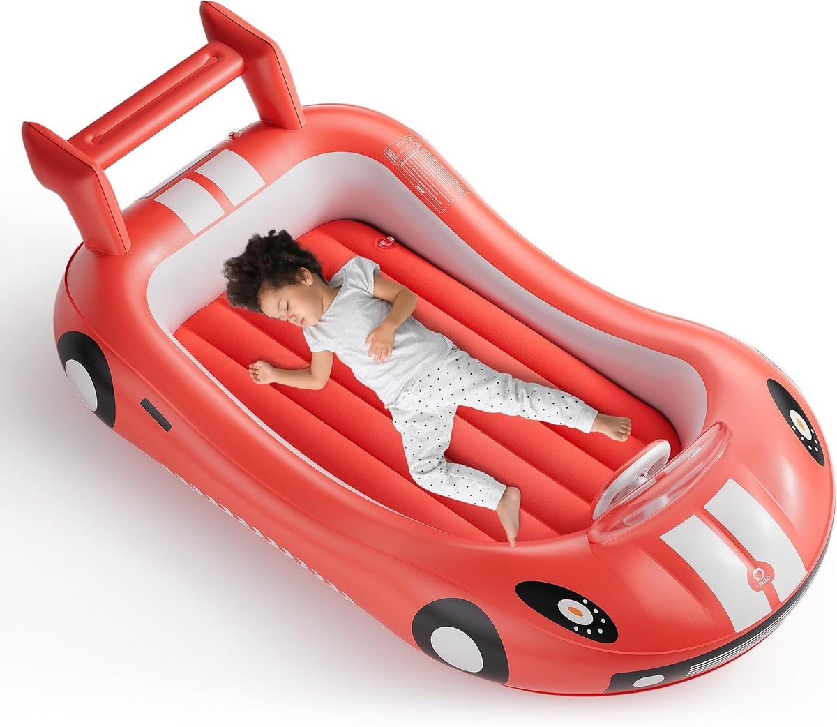 Opblaasbaar Kinderbed - Peuter Luchtbed - Veilig Slapen - Raceauto Ontwerp - 203 x 115 x 57 cm - Rood