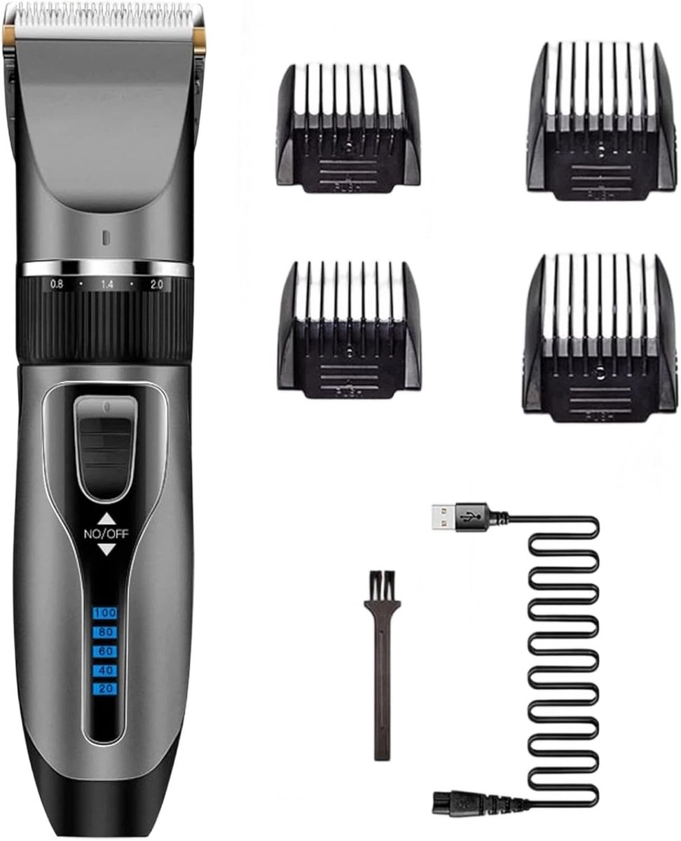 Haarknippers voor Mannen Professionele, draadloze kapper knippers voor het knippen van baard trimmer, USB oplaadbare haarknippers met LED-display, elektrische haarknipset voor familie kinderen