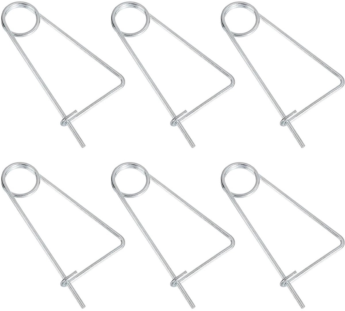 4 stuks stalen broche splinten, 0,16 x 6,1 inch (4 x 155 mm), brochevorm, splinten, veiligheidsveerpen, snelvergrendeling, bevestiging voor tuin, boerderij, gazon, driehoek