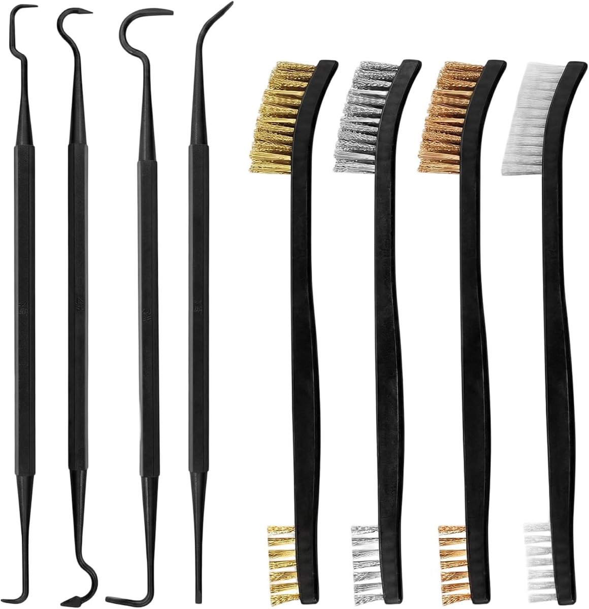 Staalborstels,Messingborstelset,Ligt Prettig in de Hand | Dubbele Borstels en 4 Dubbele Haken,Wapenreinigingsset voor het Reinigen Van Vuil en Roest,Ergonomisch Ontwerp