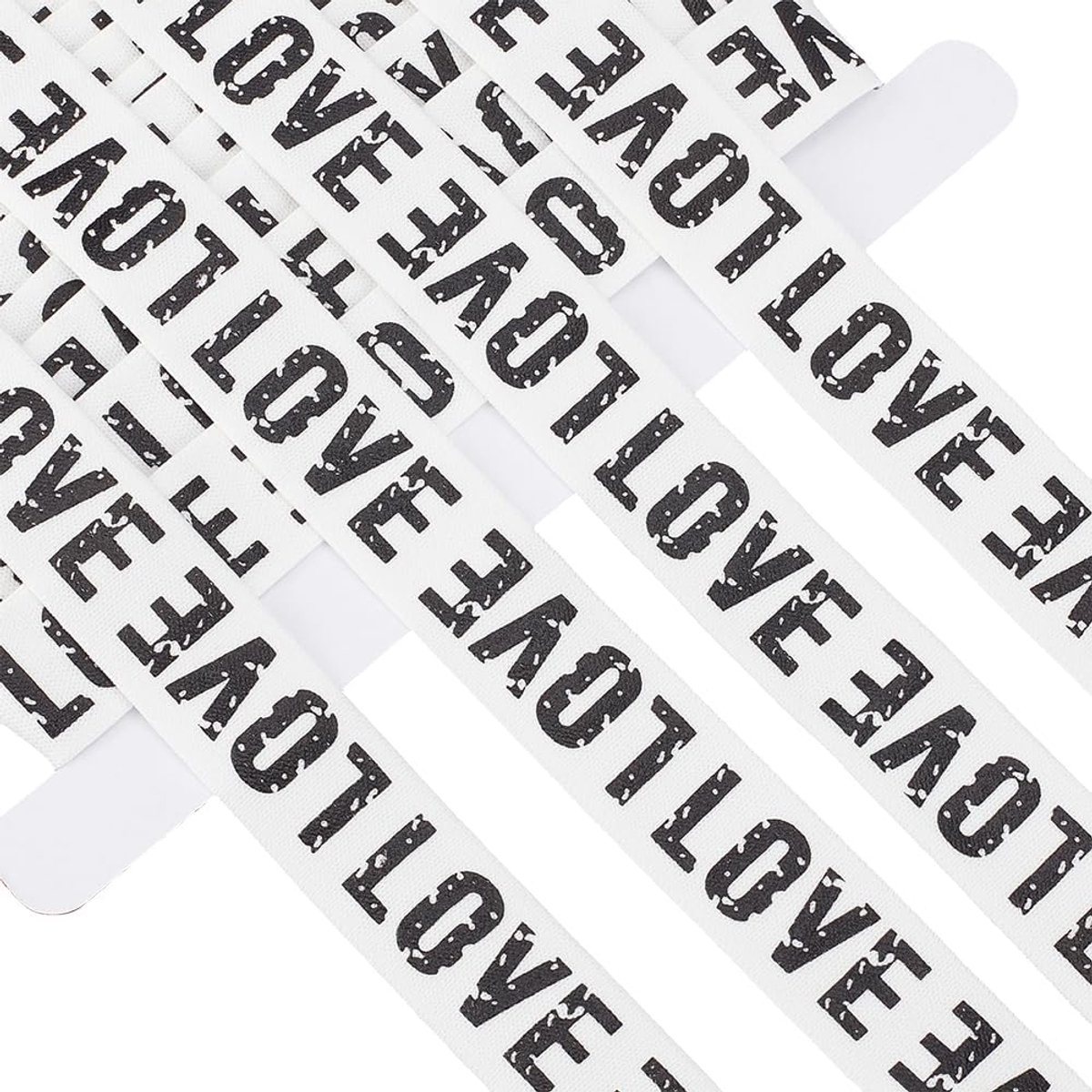 8.6M 25mm zwart-wit bedrukt elastisch lint met woorden dunne platte vouw over elasticiteit rekbare stoffen linten voor naaien strikjes maken cadeauverpakking trouwdecoratie doe-het-zelf knut