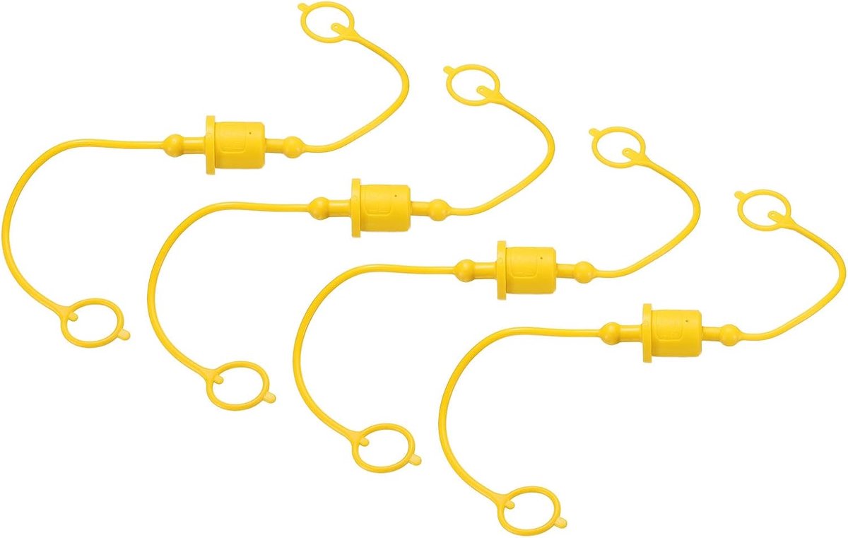 4 sets met stofkappen en hydraulische stofkappen, 1/2 inch, ISO-A-stekker en vrouwelijke stekker, snelkoppelingsafdekking, geel