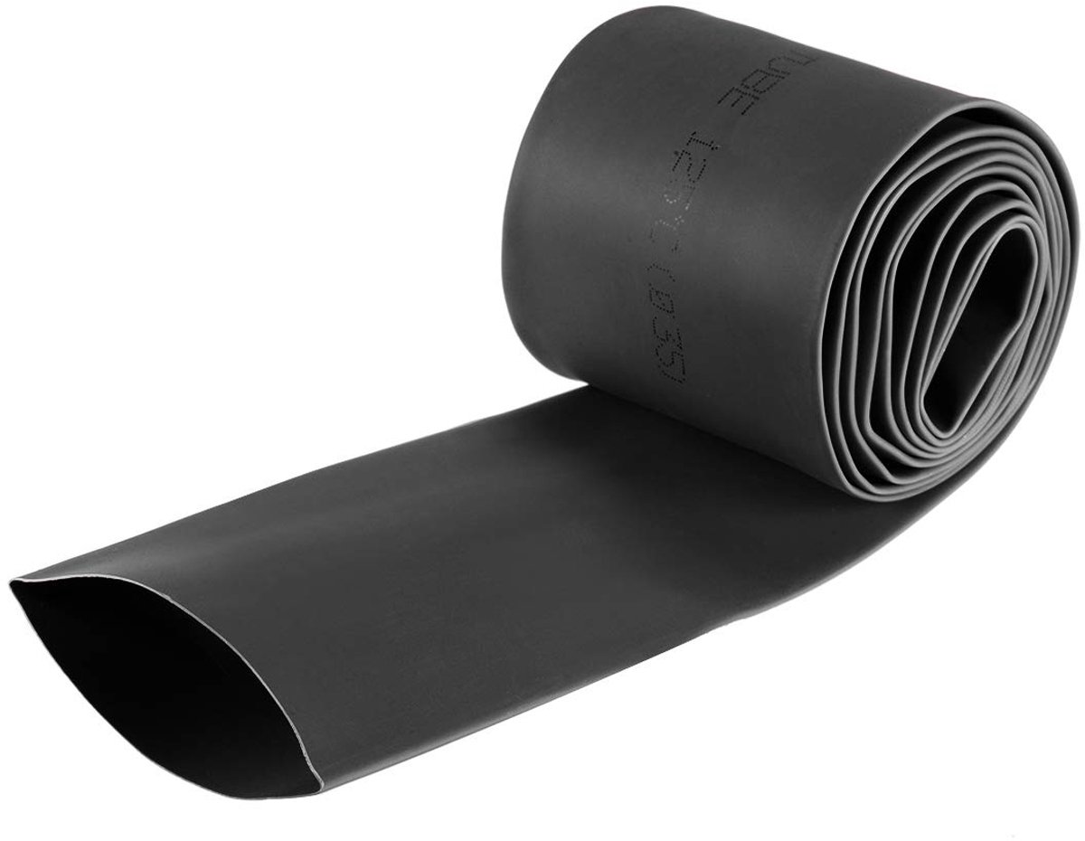 Sourcing map Krimpslang 1-3/8" (35mm) diam. 57mm vlakke breedte 2:1 verhouding kabelhuls 1m zwart