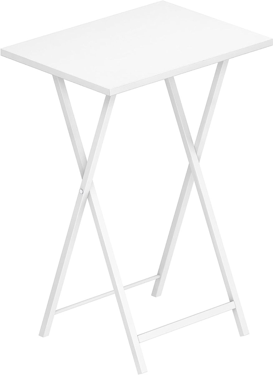 Bijzettafel, inklapbaar dienblad, banktafel, schoottafel in industriële stijl, eenvoudig te monteren, donkerbruin-zwart, Wit EWW15BZ01