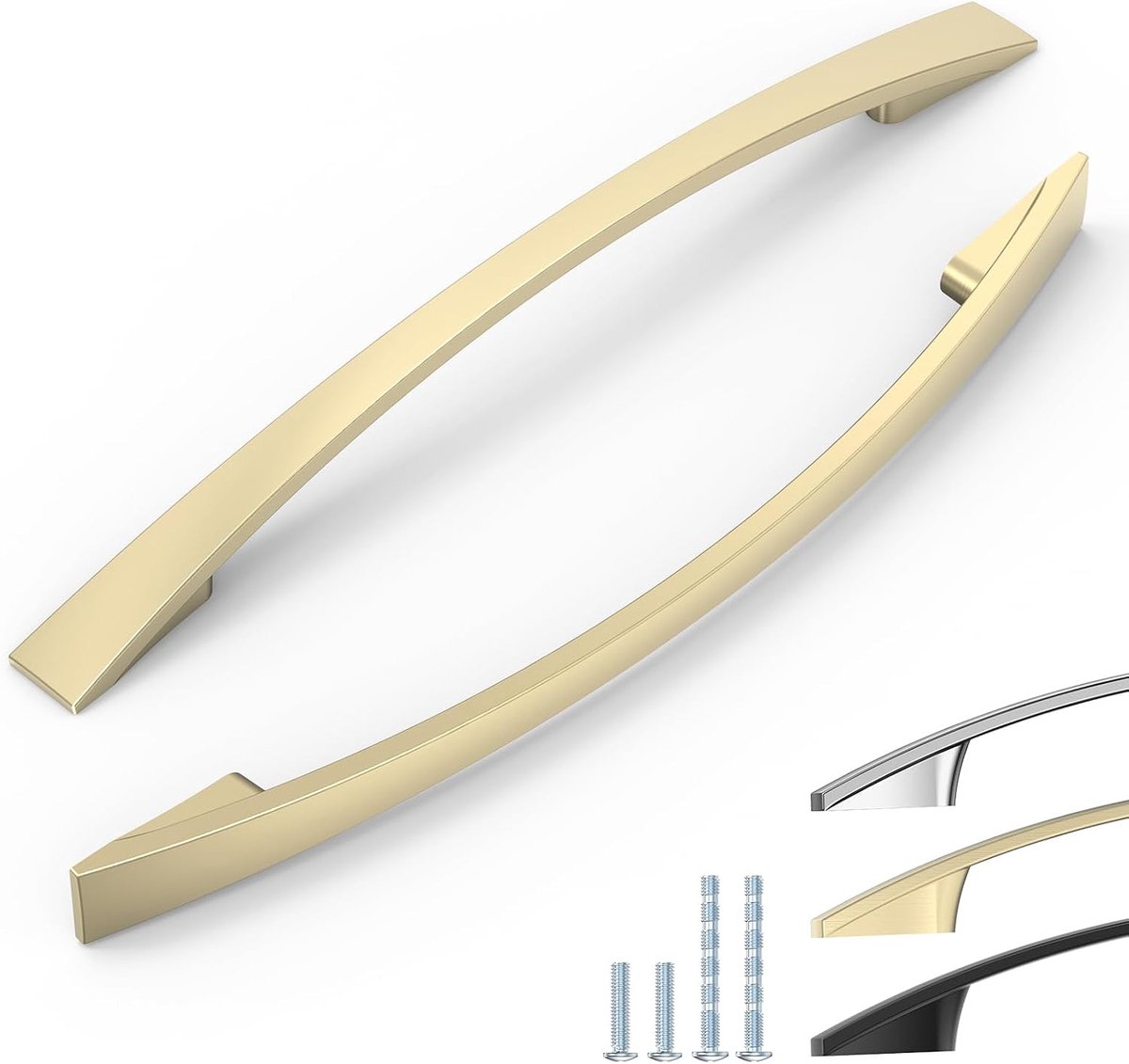 6-delig, 160 mm, geborsteld messing, kastgrepen, elegante keukengrepen, meubelgrepen